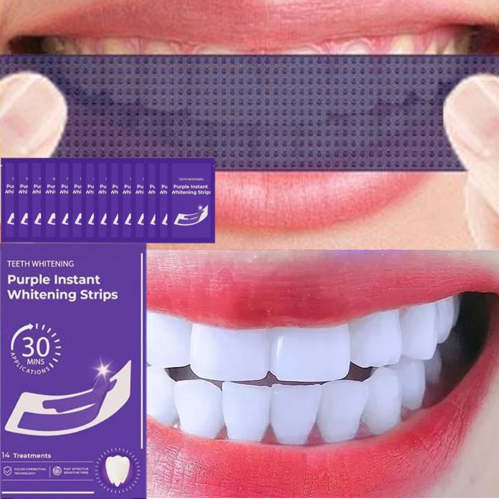 42Pairs V34 Purple Teeth White - Teeth Whitening Strips Crest 评论和价格